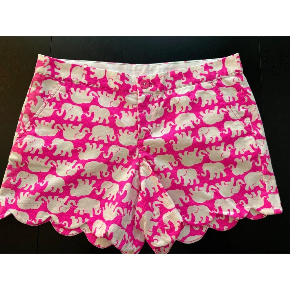 Lilly Pulitzer Buttercup Short Womens‎ 6 Elephant Tusk-in Sun Pink Scalloped Hem